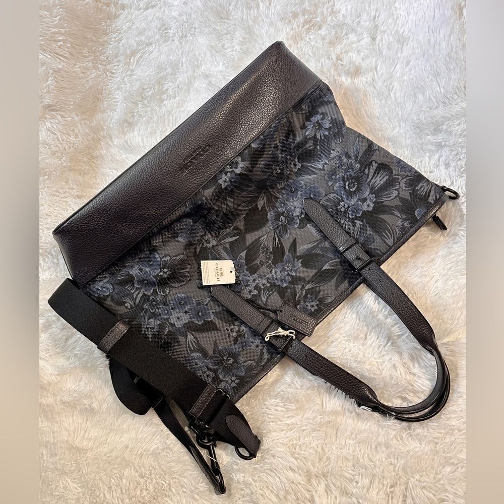 Coach Mercer Tote in Blue Floral Hawaiian Print Canvas & Leather - Picture 9 of 15